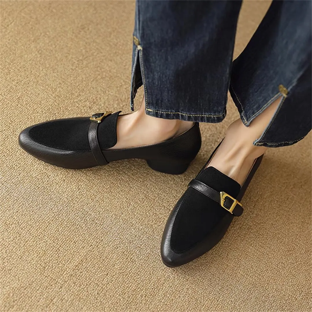 Sleek Elegance Cow Leather Flats