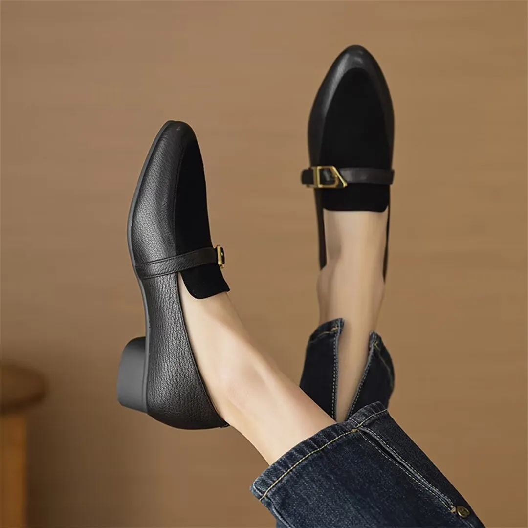 Sleek Elegance Cow Leather Flats