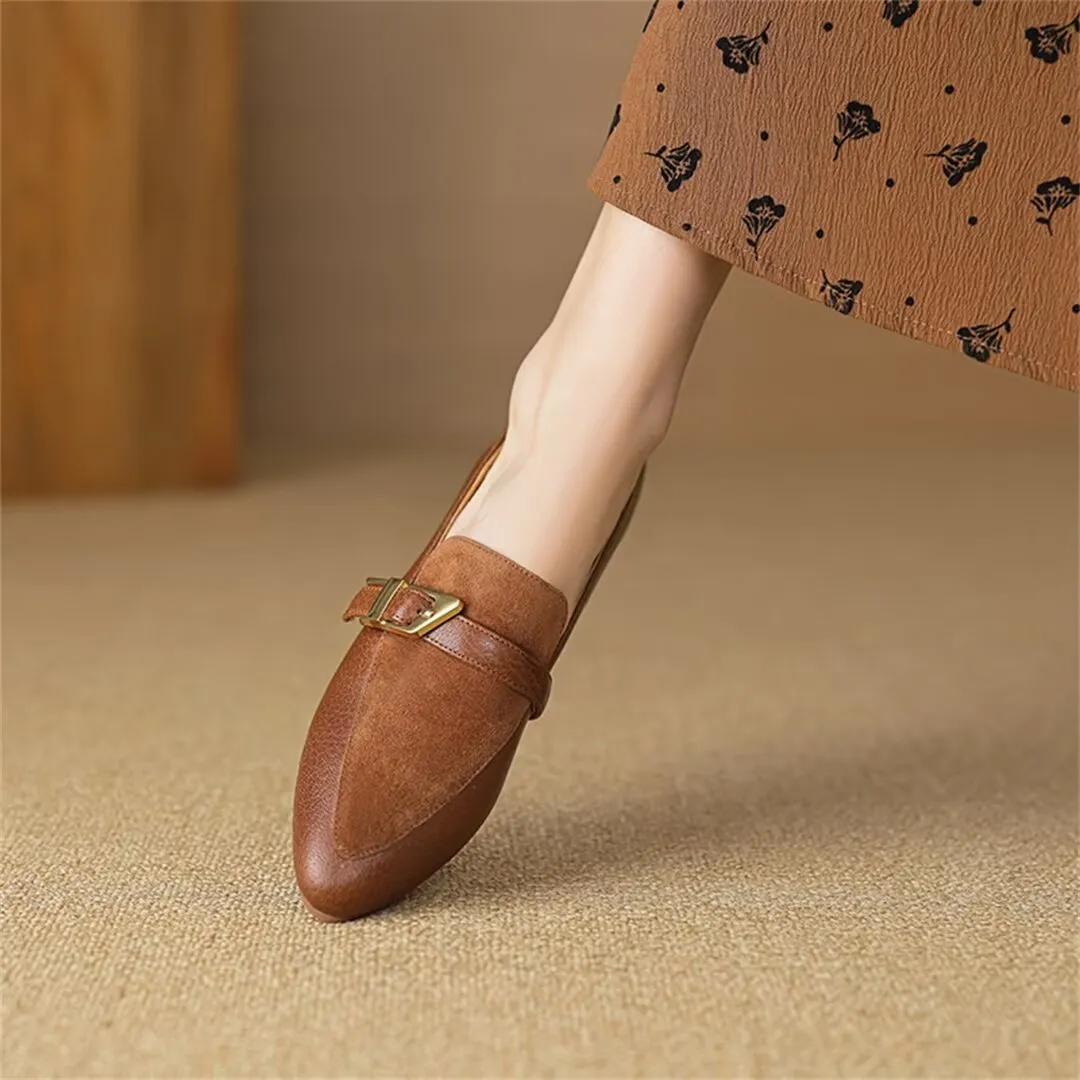 Sleek Elegance Cow Leather Flats