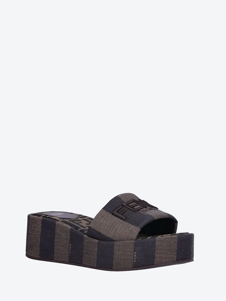 Slide jacquard pequin logo ff sandals