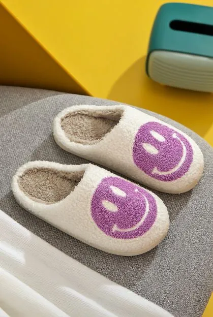 Smiley Face Sherpa Slippers