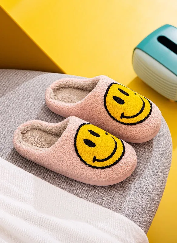 Smiley Face Sherpa Slippers