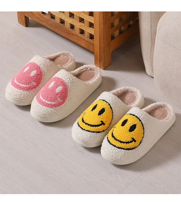 Smiley Face Sherpa Slippers