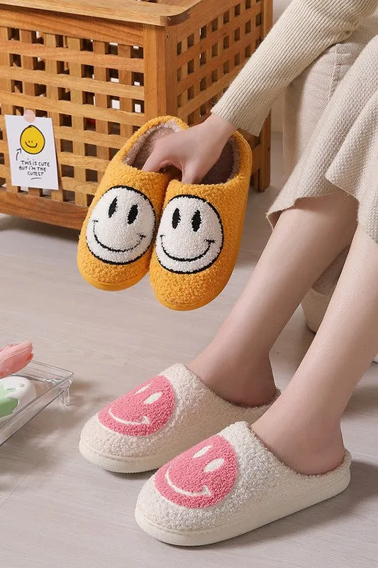 Smiley Face Sherpa Slippers