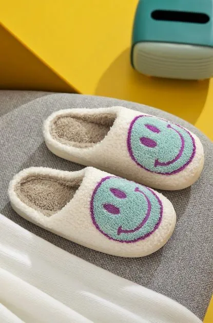 Smiley Face Sherpa Slippers