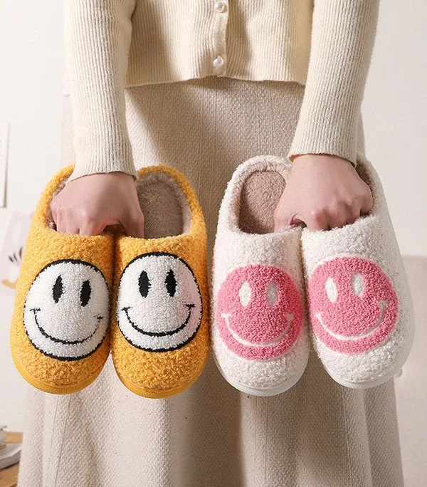 Smiley Face Sherpa Slippers