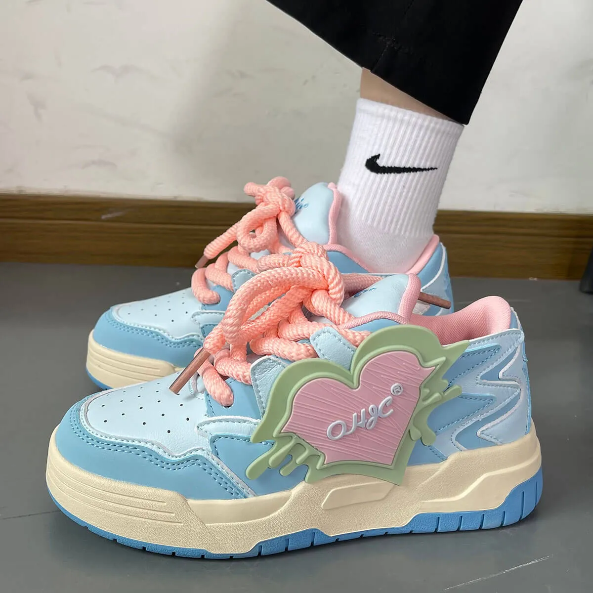 Soft Girl Pastel Colors Heart Badge Aesthetic Sneakers Shoes