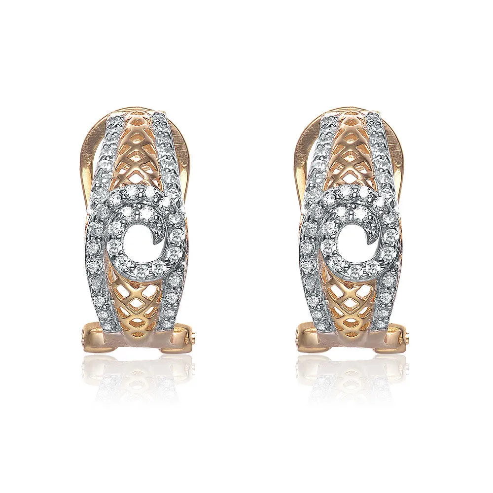 Sterling Silver Gold Plated Cubic Zirconia Peep-hole Earrings