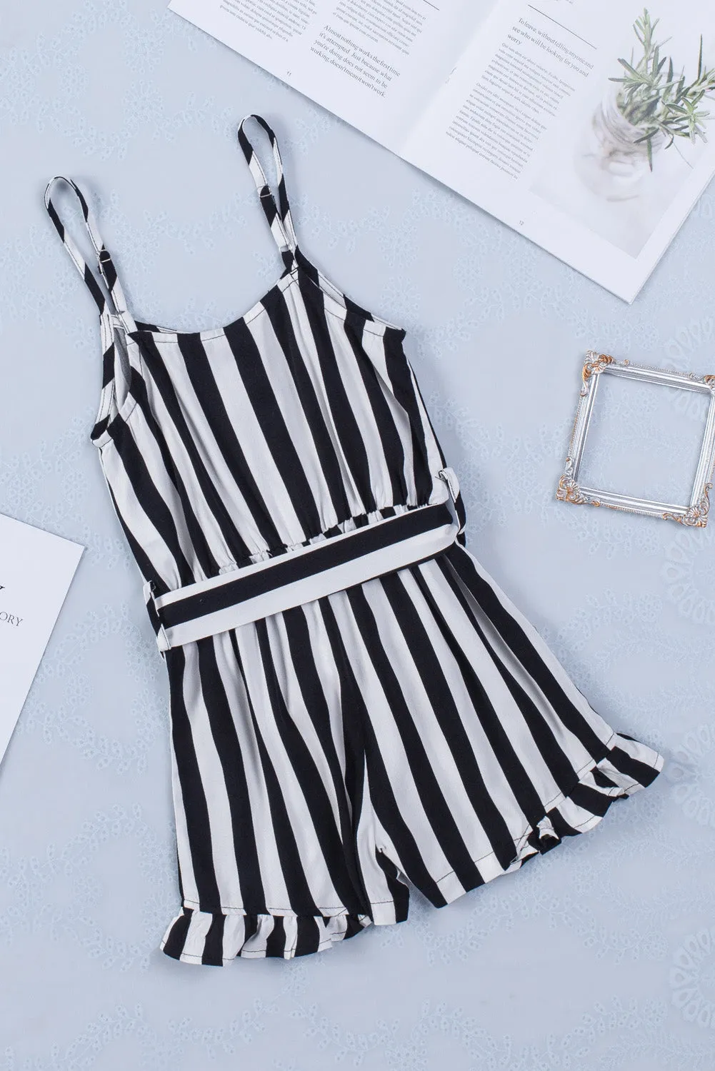 Striped Spaghetti Straps Little Girl Romper