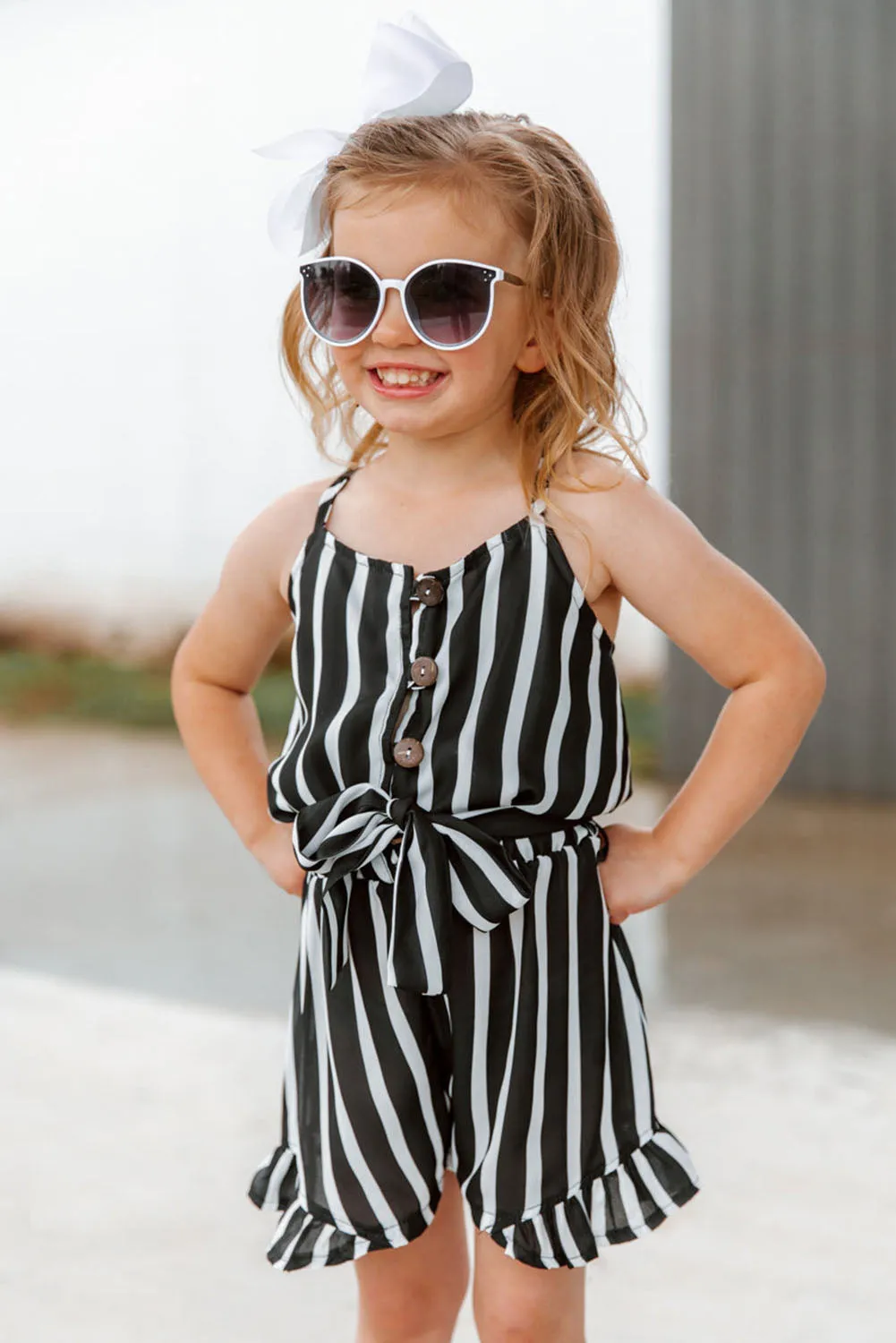 Striped Spaghetti Straps Little Girl Romper