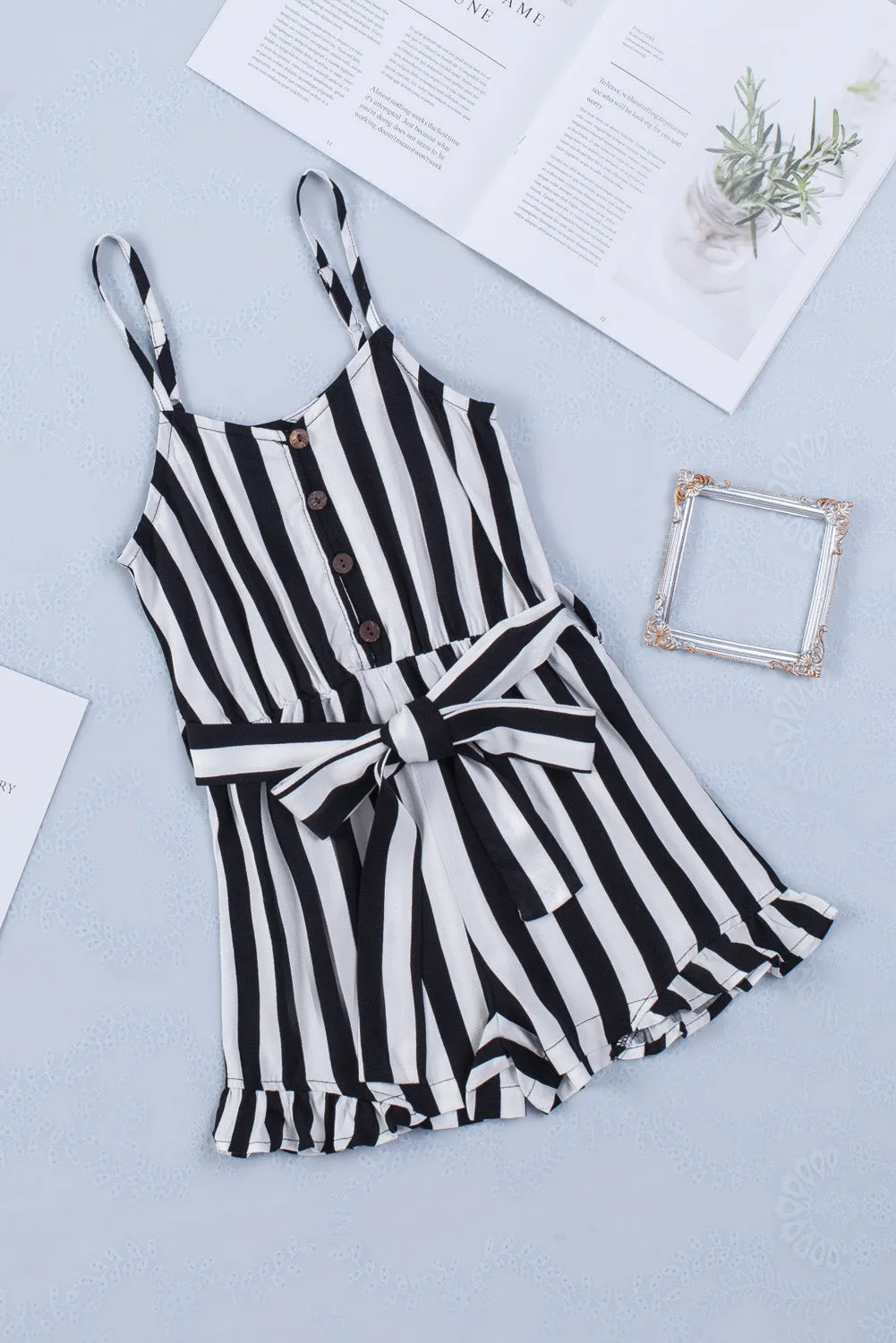 Striped Spaghetti Straps Little Girl Romper