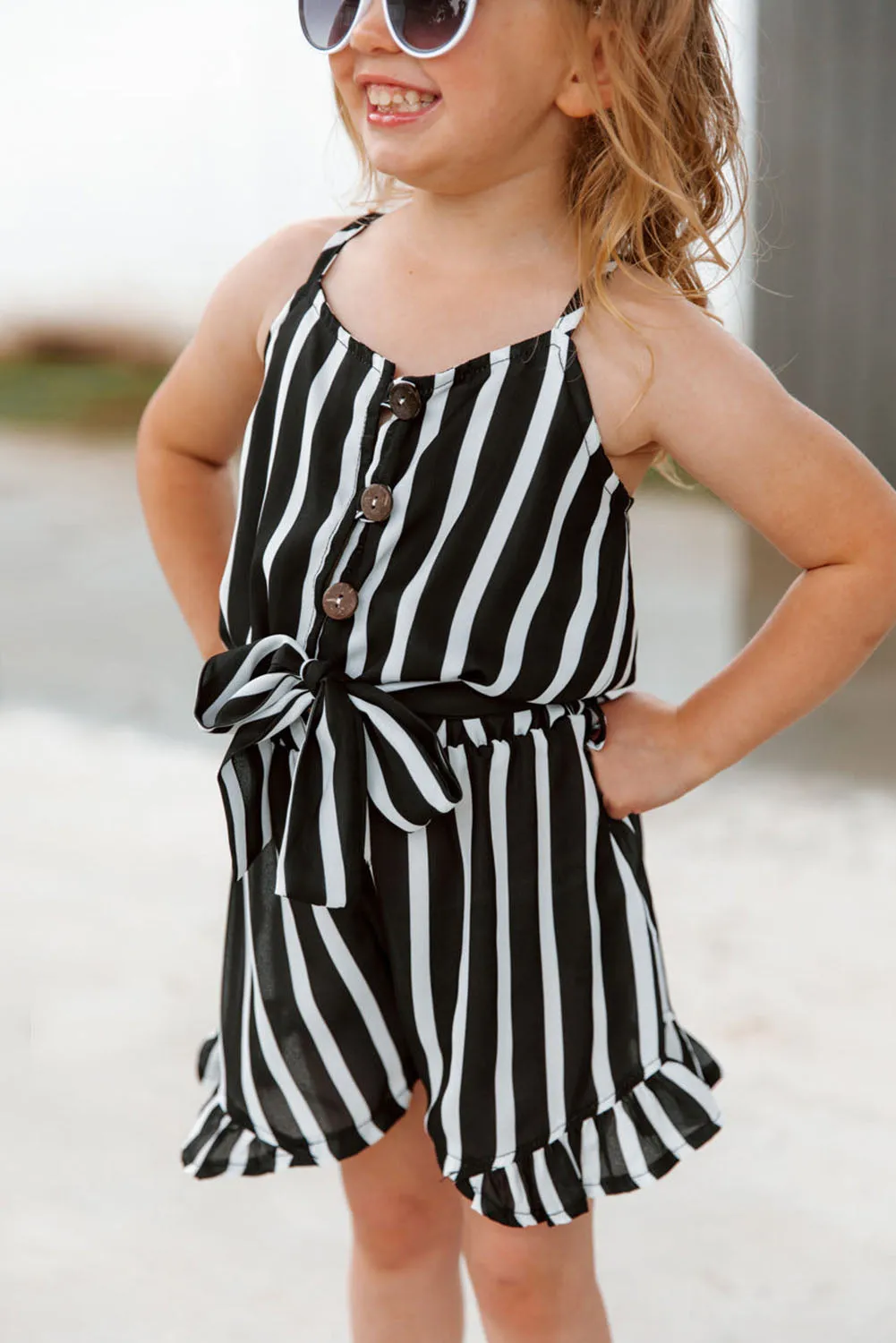 Striped Spaghetti Straps Little Girl Romper