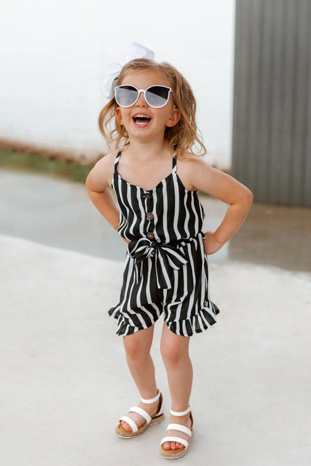 Striped Spaghetti Straps Little Girl Romper