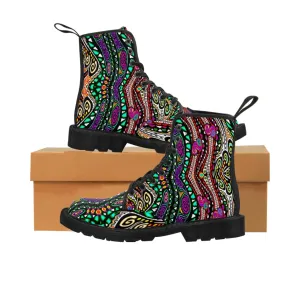 Swirly Rainbow Women's Canvas Boots