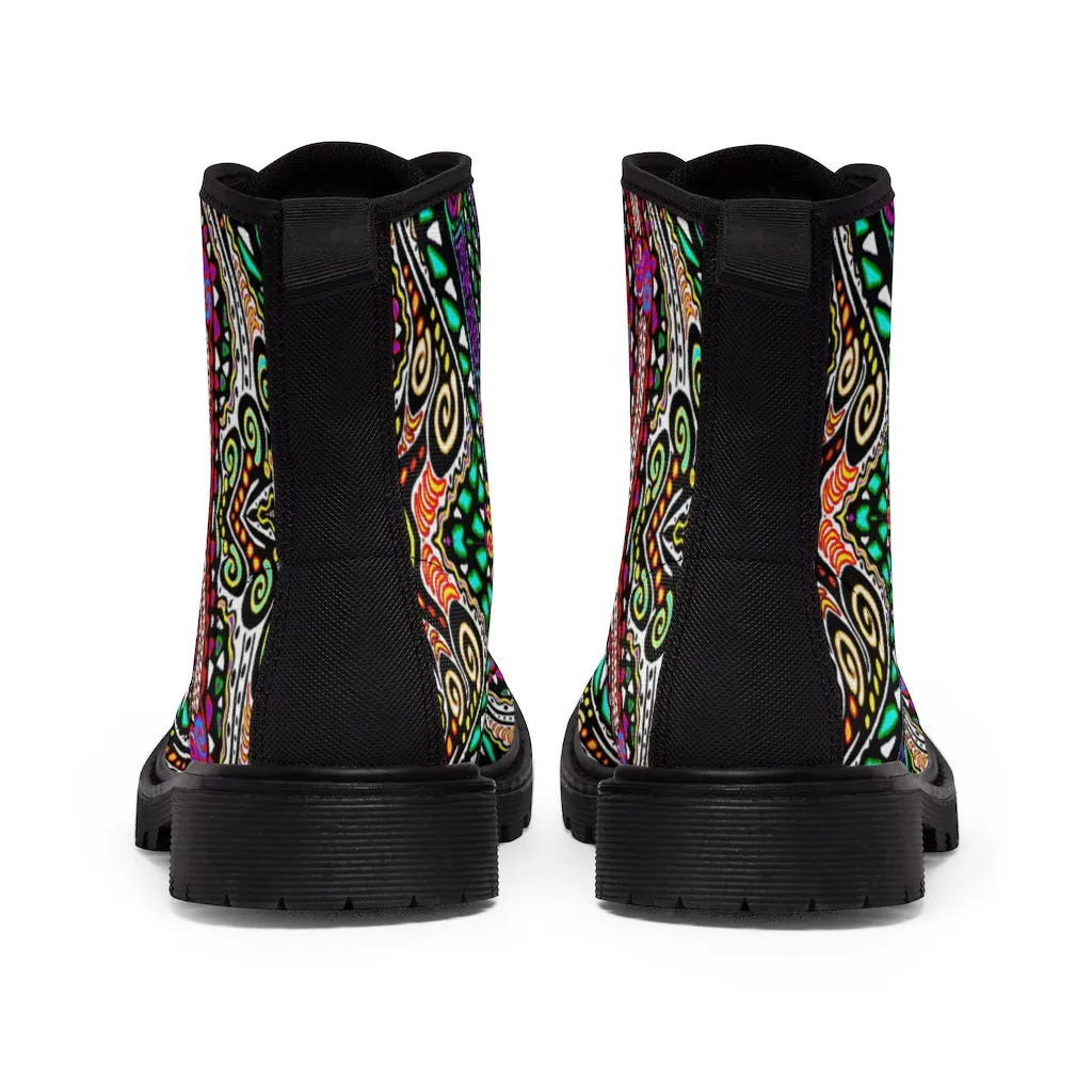 Swirly Rainbow Women's Canvas Boots