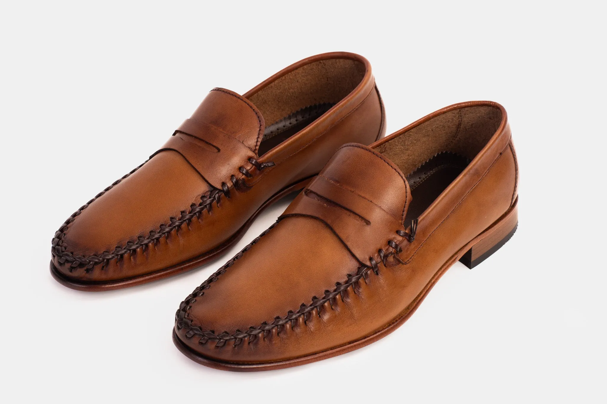 The Eregli Tan Leather Penny Loafer Men Shoe