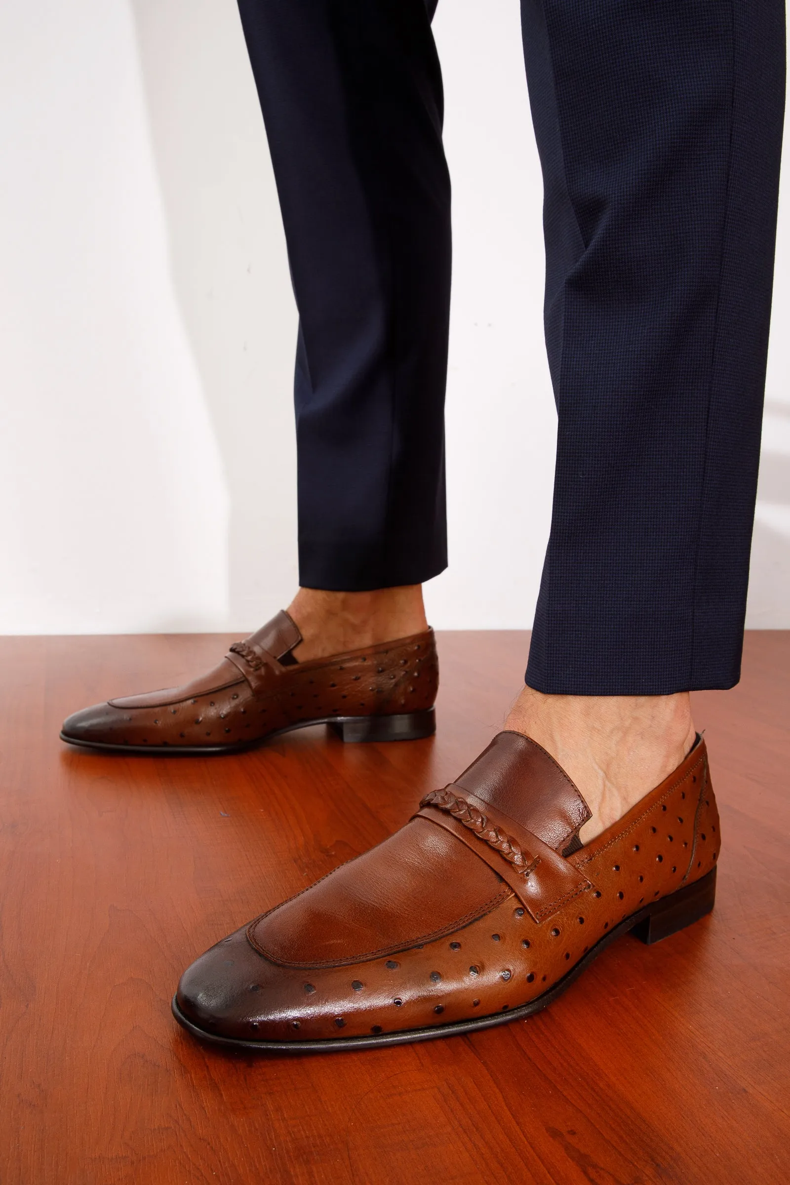 The Johannesburg Brown Leather Dress Loafer Men  Shoe