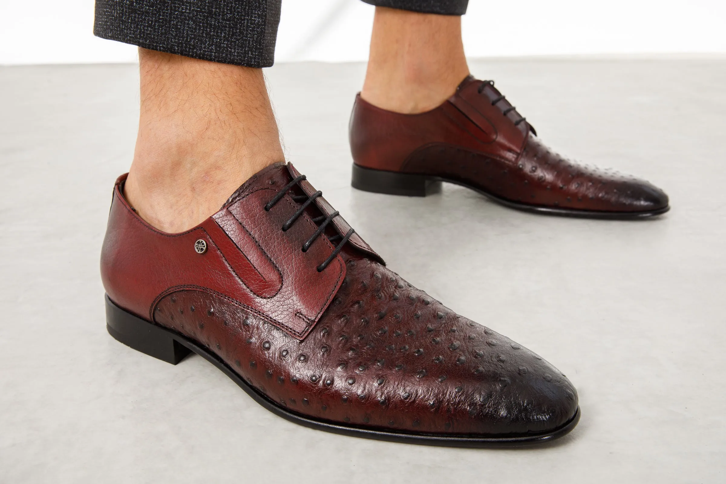 The Porto Alegre Burgundy Leather Derby Men Shoe