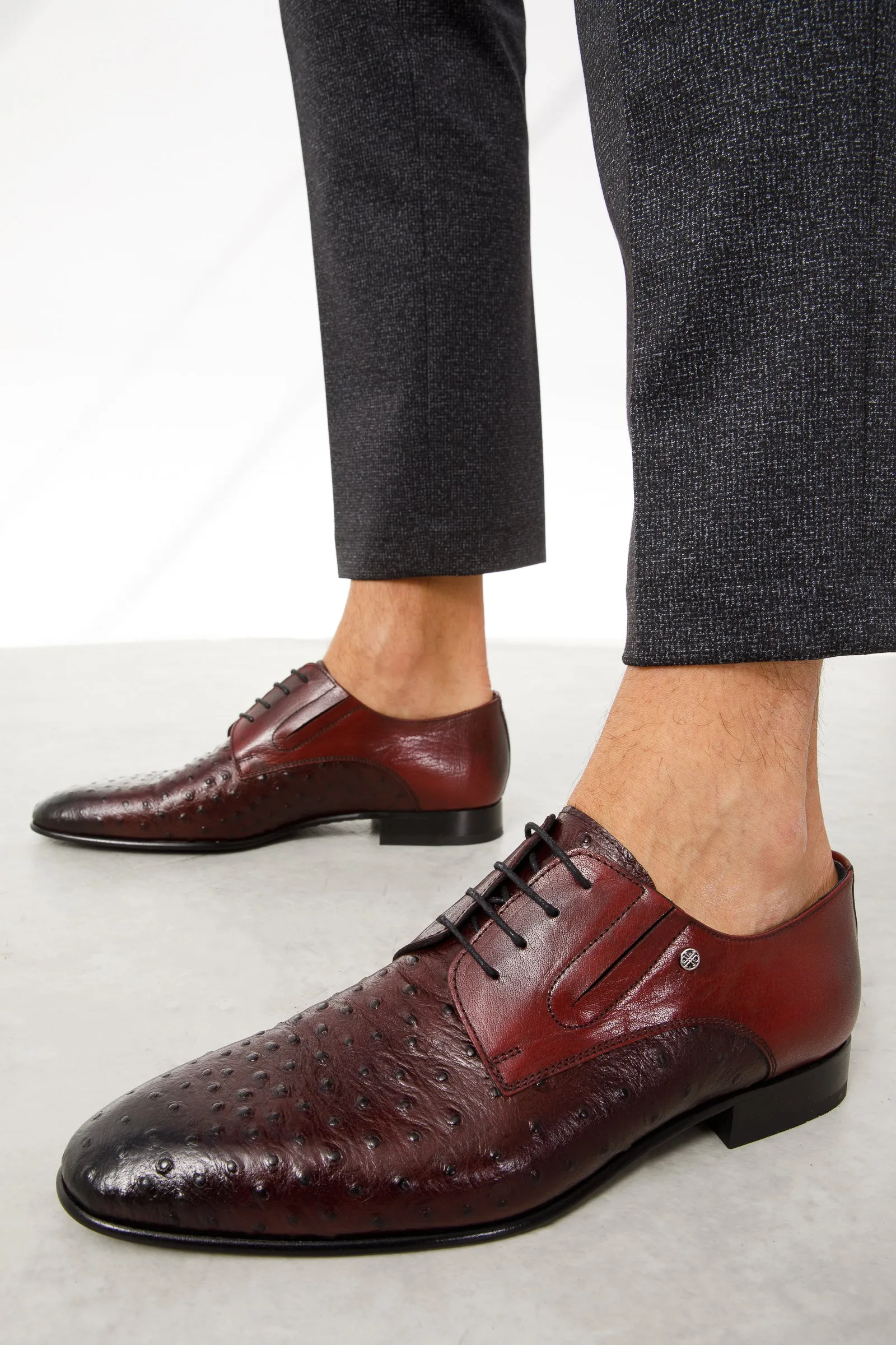 The Porto Alegre Burgundy Leather Derby Men Shoe