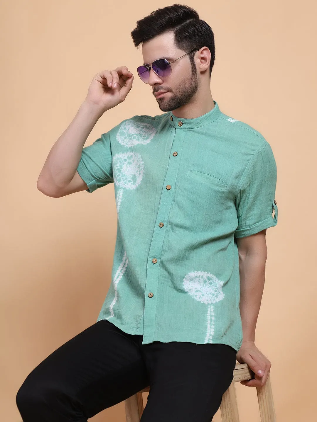 Turquoise Tie & Dye Men Shirt