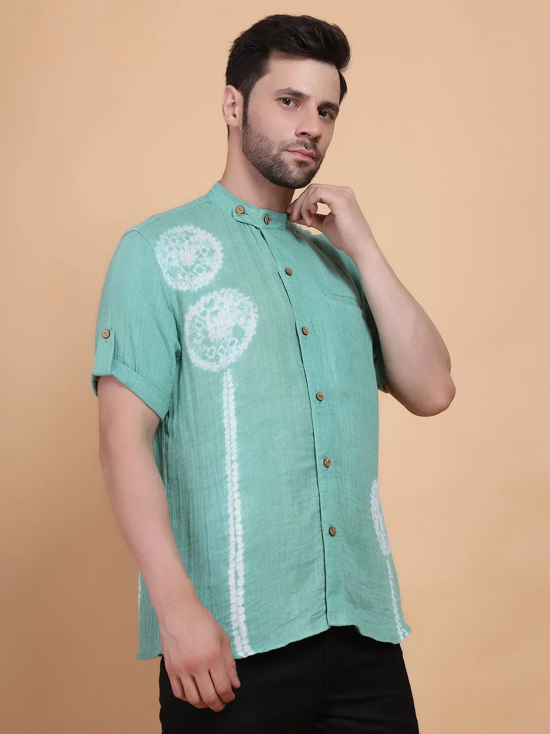 Turquoise Tie & Dye Men Shirt