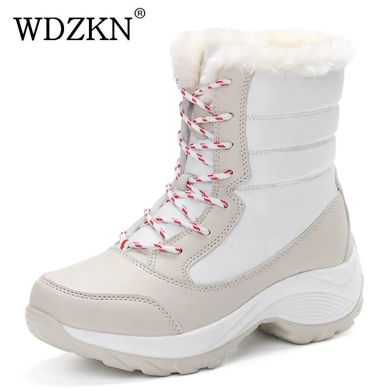 Women snow boots winter warm boots thick bottom platform waterproof ankle boots for women thick fur cotton shoes size 35-42