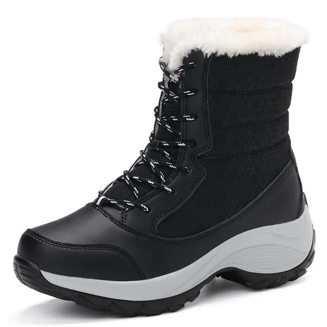 Women snow boots winter warm boots thick bottom platform waterproof ankle boots for women thick fur cotton shoes size 35-42