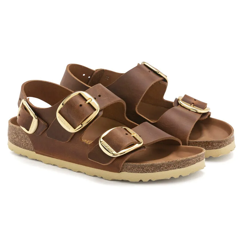 Women's Birkenstock Milano Big Buckle Oiled Leather 1024067 Color:  Cognac