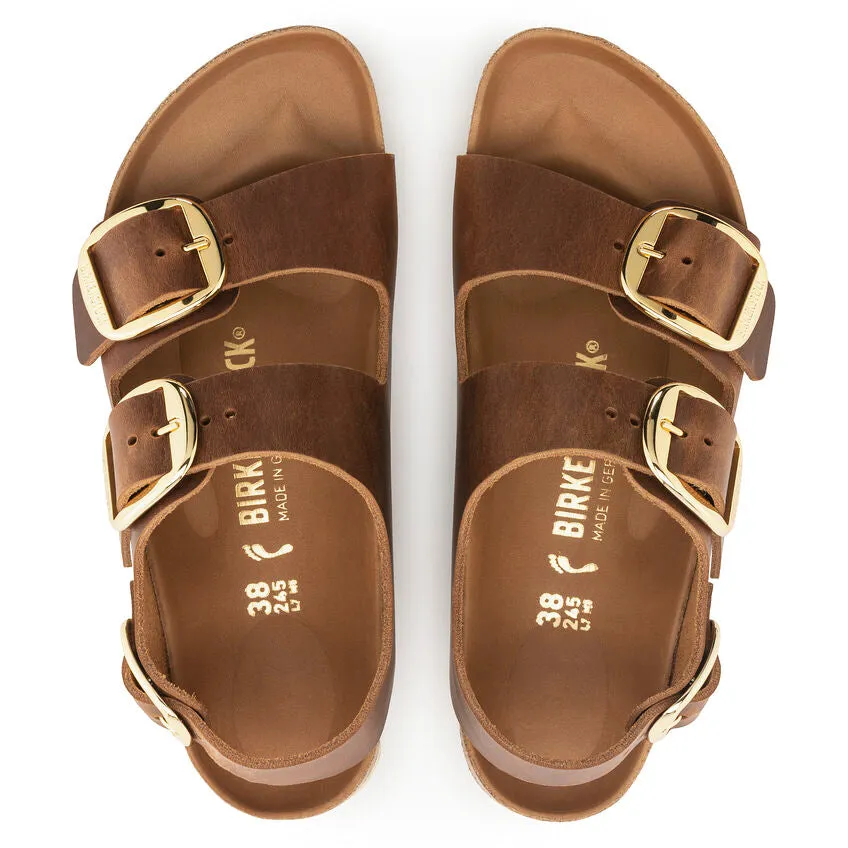 Women's Birkenstock Milano Big Buckle Oiled Leather 1024067 Color:  Cognac