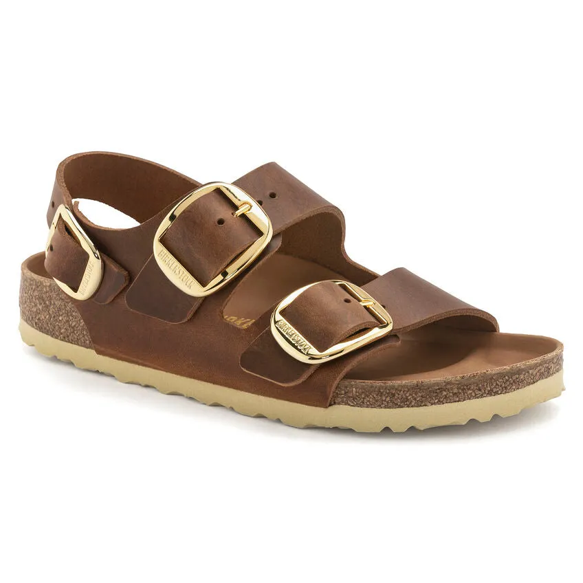 Women's Birkenstock Milano Big Buckle Oiled Leather 1024067 Color:  Cognac