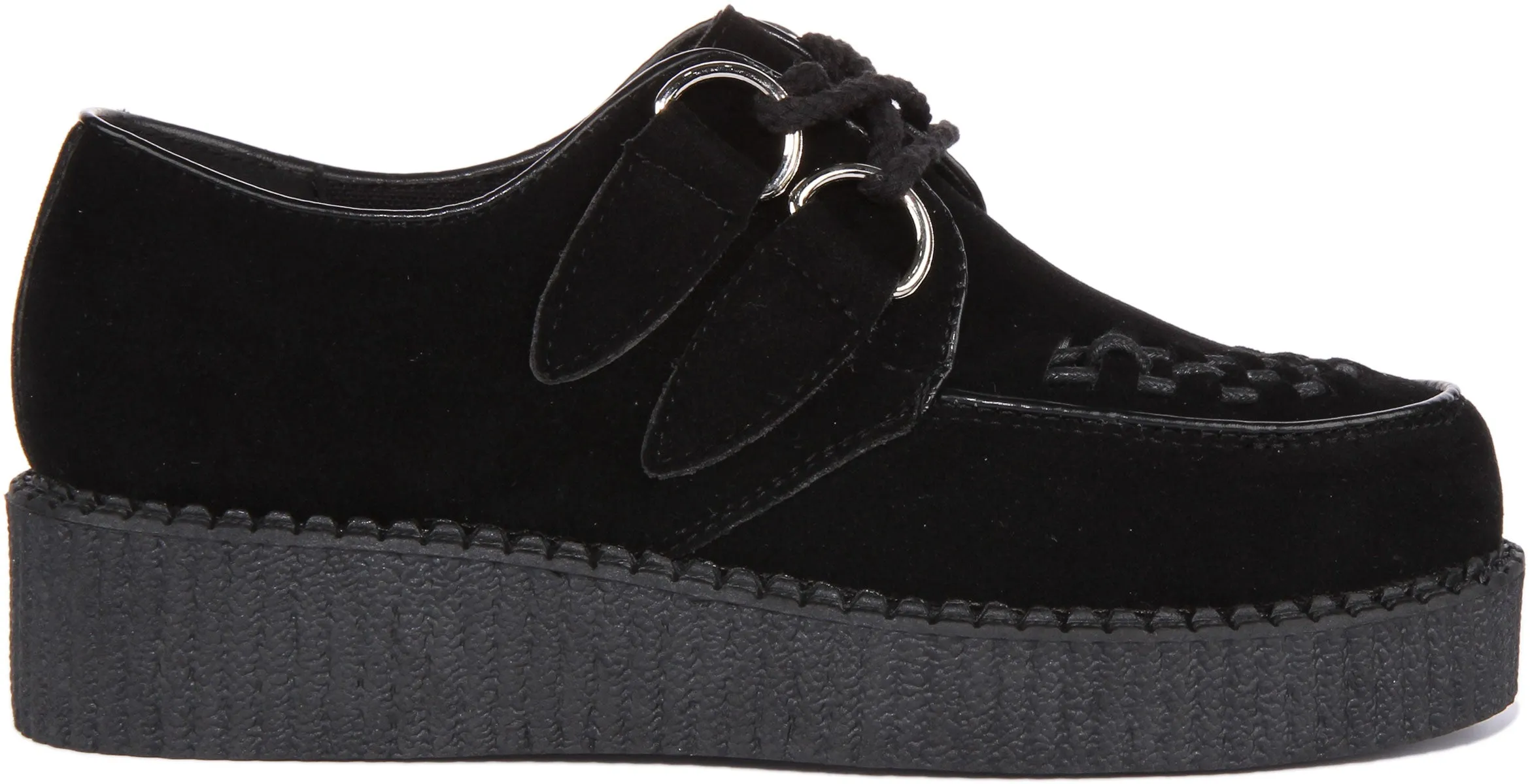 Womens Single Sole Lace up Classic Creeper in Black